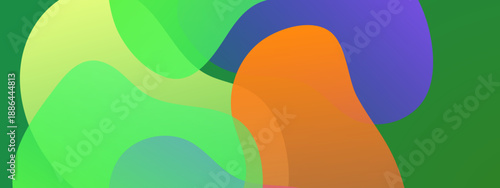 Dynamic fluid shapes with a mix of forest green and bright orange tones creating a professional yet natural aesthetic