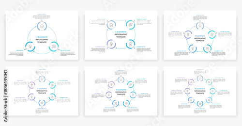 Circle diagram infographic templates set, cycle process, business workflow