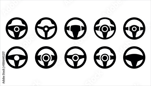 Black and white steering wheel car steering wheel vehicle transportation solid in white background