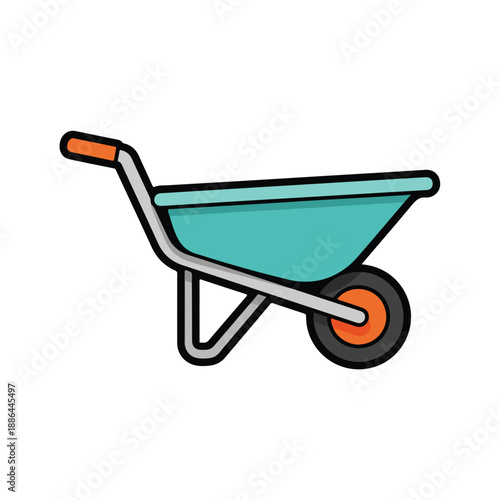 Illustration of a Wheelbarrow with Orange Handles.