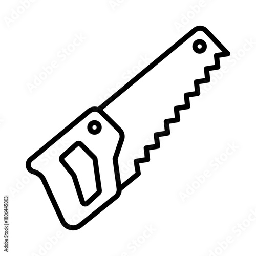 Hand saw icon, symbolizing cutting, woodworking, construction tools, and craftsmanship.