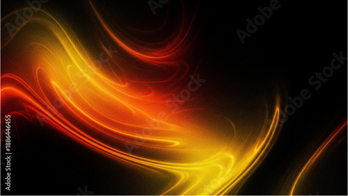 Vibrant swirling patterns of red and yellow hues on a black background, abstract art, dynamic movement, close-up view