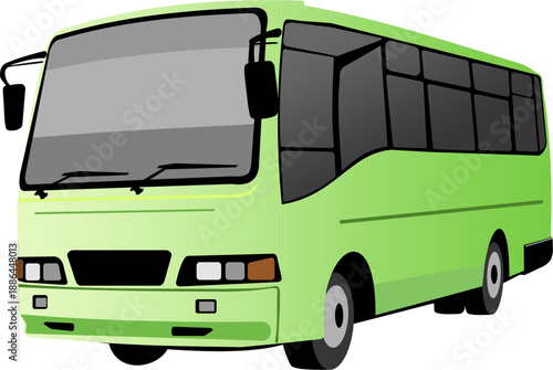 Vector illustration of a green bus as a means of land transportation on a white background