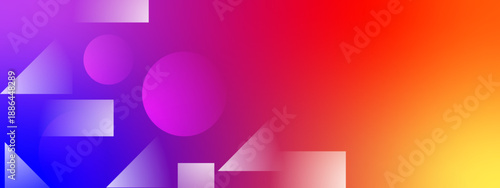 Eye catching magenta to orange warm gradient background with sharp geometric overlays for energetic advertising