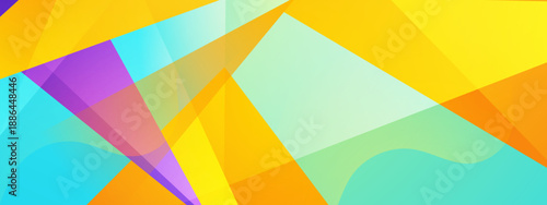 Contemporary abstract design featuring sharp overlapping geometric planes with bright yellow and cyan color palette