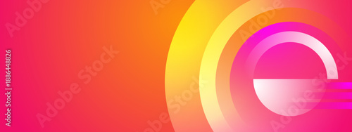 Artistic background inspired by sunset colors with pink and yellow circles creating a horizontal light effect