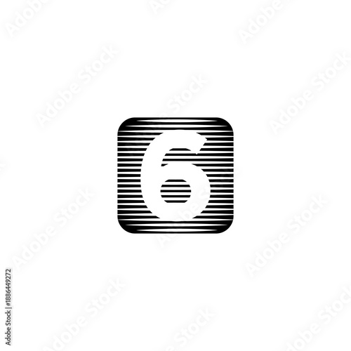Stylized Number 6 in Rounded Square Icon