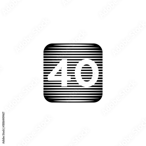 Stylized Number 40 in a Striped Rounded Square Icon