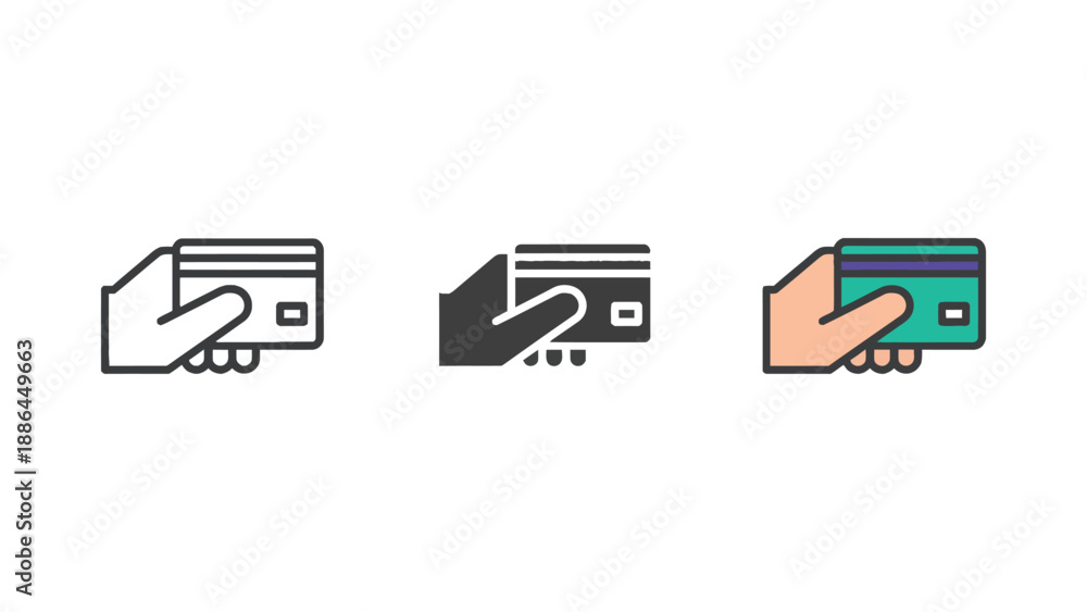 Fototapeta premium A hand holding different colored credit cards in various styles