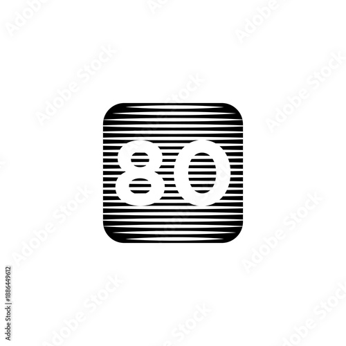Number 80 in Striped Rounded Square