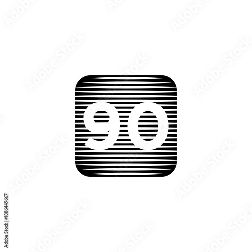 Modern 90 Number Icon with Horizontal Line Effect