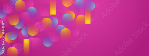 Stylish magenta backdrop with repetitive rounded geometric elements and bright yellow highlights for modern design