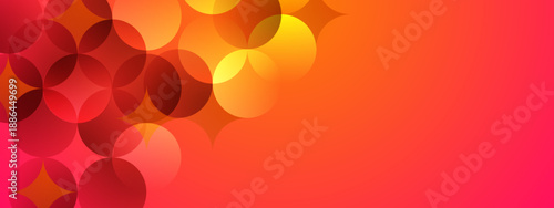 Bright amber and red backdrop with overlapping circular motifs and soft light effects for energetic layouts