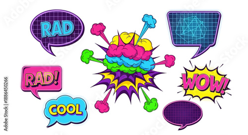 Vibrant Comic Speech Bubbles Explode with Emotion and Energy