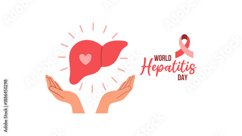 A graphic illustration for World Hepatitis Day with a liver and hands