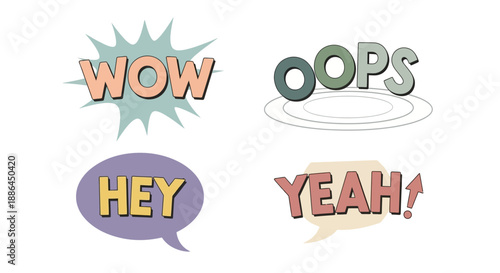 Colorful Comic Speech Bubbles with Expressions