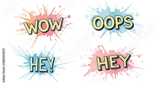 Vibrant Comic Speech Bubbles Explode with Surprise Expressions