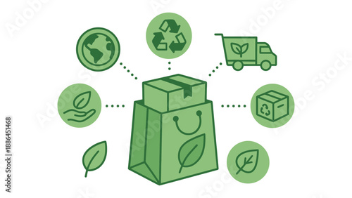 An illustration of eco-friendly packaging and sustainable practices