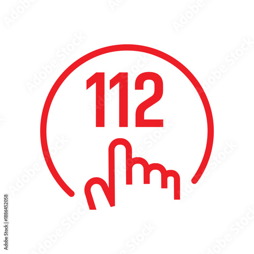 112 emergency icon on white background