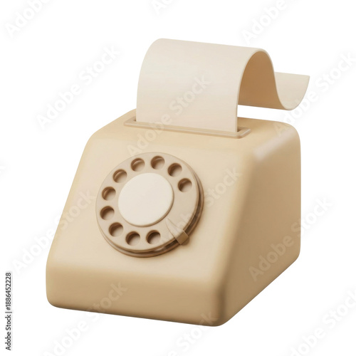 Wallpaper Mural Vintage Beige Rotary Phone With Paper Roll And Dial Pad On Transparent Background Torontodigital.ca