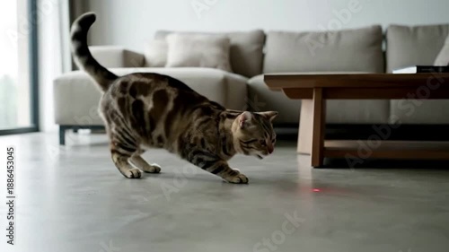 A small gray and white kitten with bright eyes playing happily, looking cute and adorable as a young domestic cat full of charm and beauty