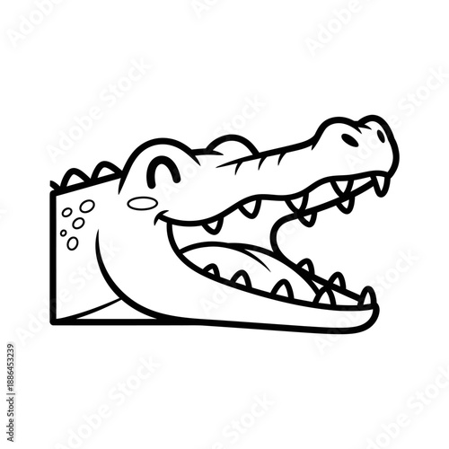 Crocodile Head with Open Mouth Illustration.