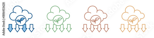 Emission Reduction Icon Set Multiple Style Collection