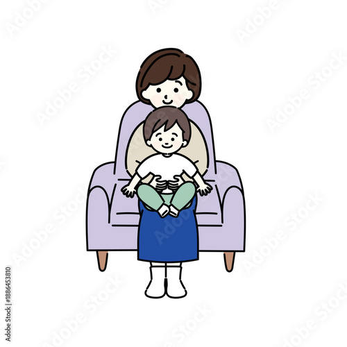 膝に座る男の子