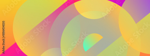 A bright and inviting abstract composition using yellow and pink gradients with large overlapping circular shapes for a warm feel