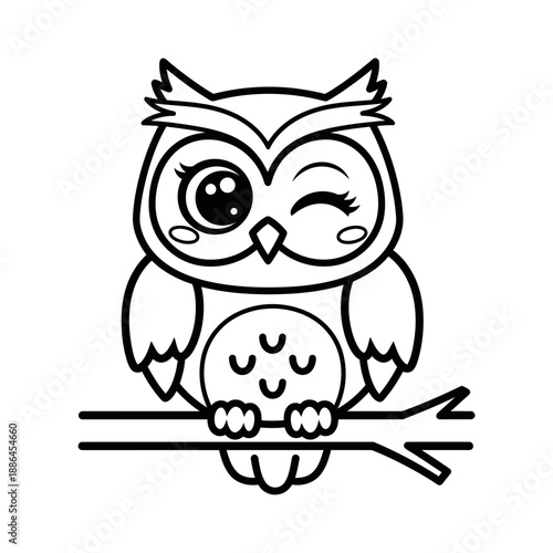 Owl and Chick Cartoon Illustration Design.