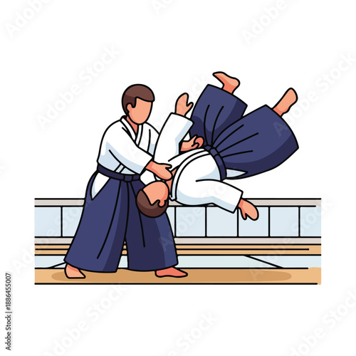 Martial Arts Training with Judo Throw.