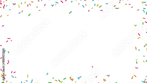 Quadro su tela birthday multicolor sprinkles border frame isolated on transparent background,pn