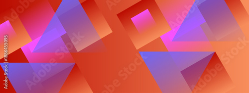 Energetic composition of red and orange geometric shapes with purple accents creating a warm and vibrant atmosphere for digital media