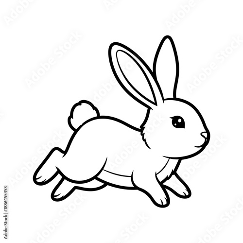 Simple Black and White Rabbit Illustration.
