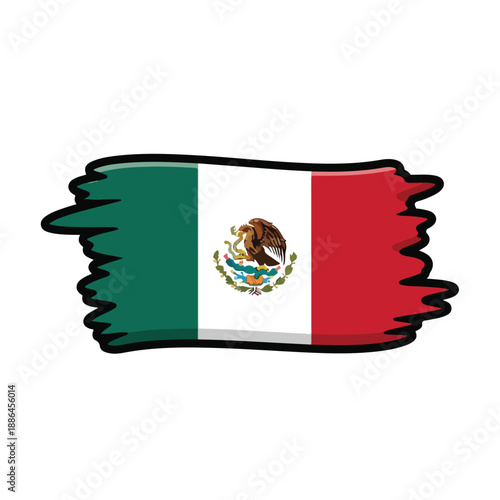 Mexican Flag Brush Stroke Illustration.