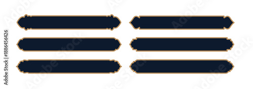 Islamic Ramadan frame with gold lines. Arabic design with Turkish ornaments and a blue background.