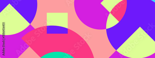 Creative abstract design featuring colorful geometric segments and shapes in a contemporary layout
