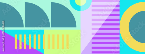 Elegant abstract background with soft pastel stripes and geometric shapes in a balanced composition