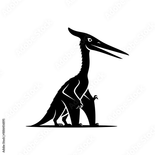 Pterodactyl Silhouette Vector Illustration Flat Design