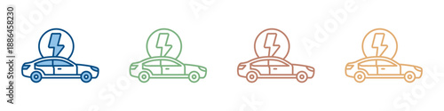 Electric Vehicle Icon Set Multiple Style Collection