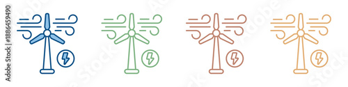 Wind Energy Icon Set Multiple Style Collection