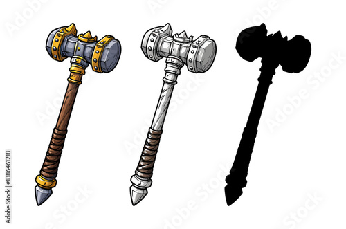 Fantasy war hammer game asset icon set