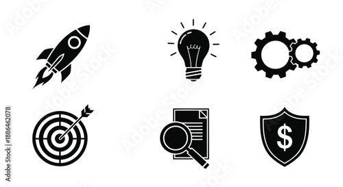 Business Startup and Strategy Concept Icons Vector Set