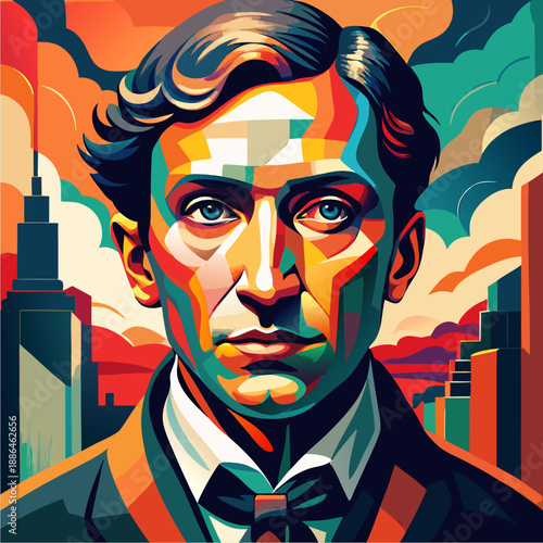 Design a fine art flat painting with abstract figurative elements, hinting at human forms without realistic detail