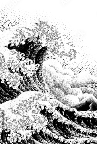 Quadro em tela A Japanese style great wave sea design