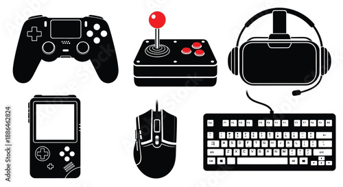 Video Gaming and Virtual Reality Icons Vector Set