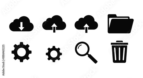 Cloud Computing and User Interface Icons Vector Set
