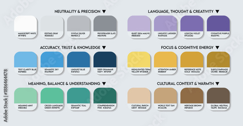 Professional Translator Color Palette. 24 Refined Translator Shades with HEX Codes and Color Names for Creative Design. Harmonized Shades with HEX Codes for Professional Shades for Clothing Business