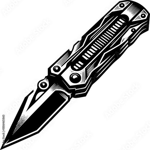 Swiss army knife with multiple tools isolated on a white background