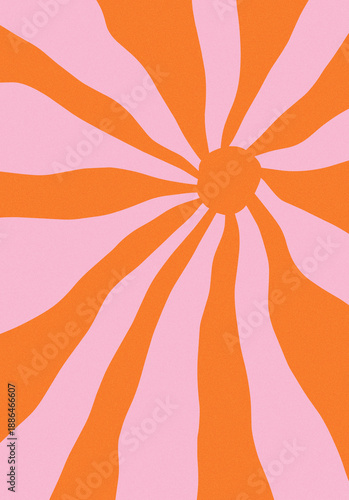Soft Orange Pink Pastel Grain Texture Radial Wave Background
